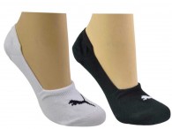 Meia Sapatilha Invisível kit c/ 2 Puma - Branco/Preto 997