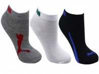 Meia c/Curto Kit c/3 Puma - Preto Royal/Branco Verde/Cinza Mescla
