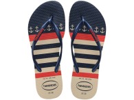 Chinelo Havaianas Slim Nautical - Bege/Navy Blue