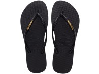 Chinelo Havaianas Slim Logo Metallic - Preto/Dourado