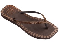 Chinelo Havaianas Square Glitter Contour - Cafe