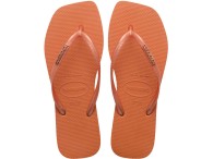 Chinelo Havaianas Slim Square Logo Metalic - Laranja Cerrado
