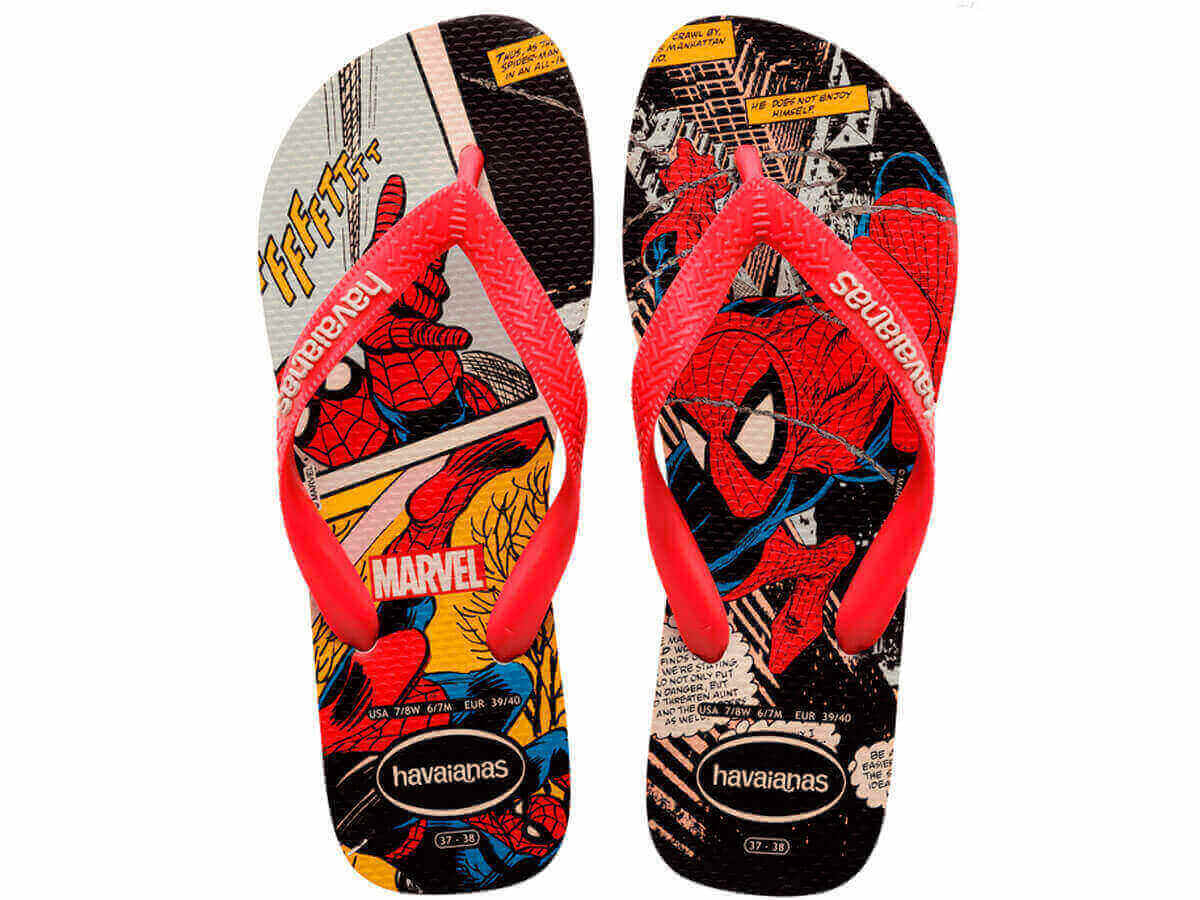 Havaianas Top Marvel Infradito Unisex - Adulto, Colore: Nero/Rosa Elettrico, Taglia: 35/36 EU